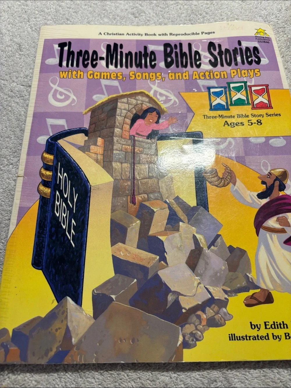 Three-Minute Bible Stories Activity Book 1994 - Purple & Yellow